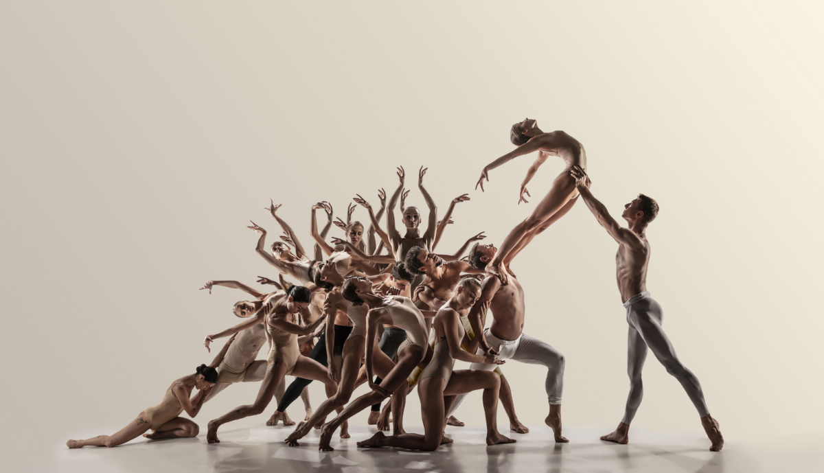 A group of ballerinas doing an intricate dance