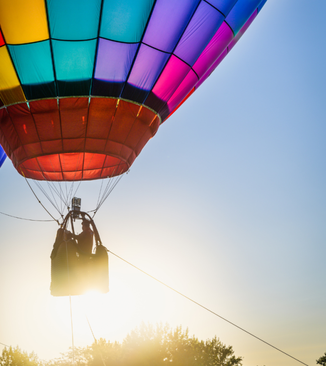 A hot air ballon taking off